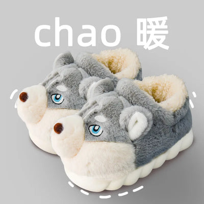 Cute Cartoon Dog Indoor Slippers – Warm Cotton Winter Home Shoes for Women & Men