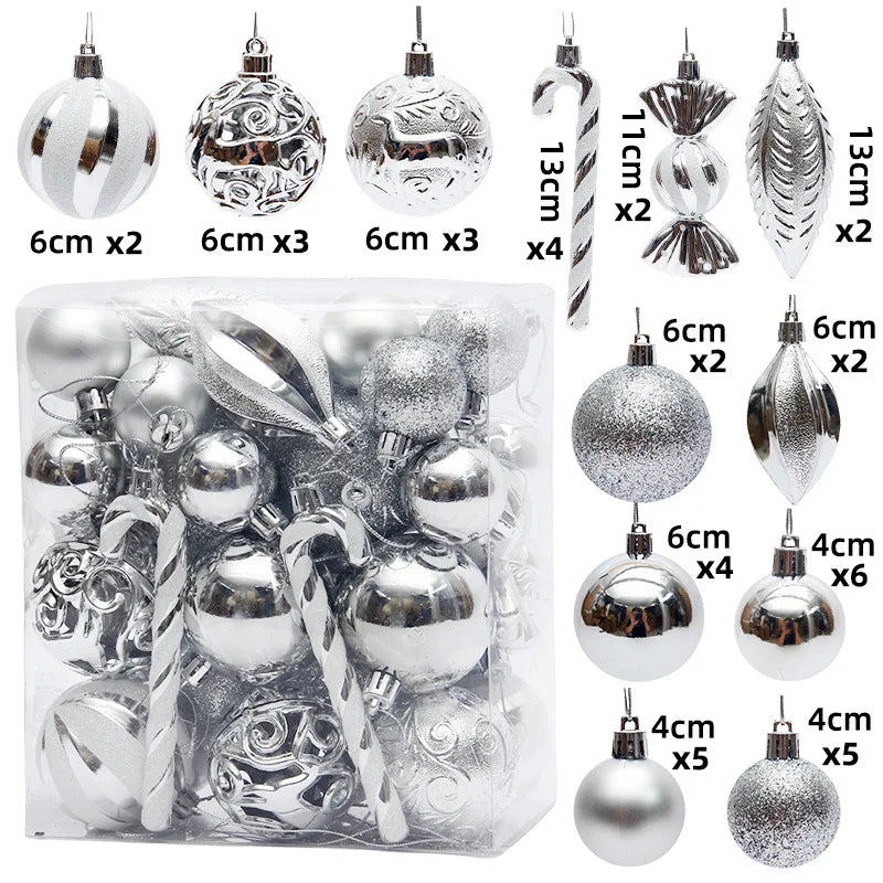 Christmas Ball Ornament Set – 29/36/40pcs Red, Gold & Silver Hanging Tree Decorations (2024 Edition)