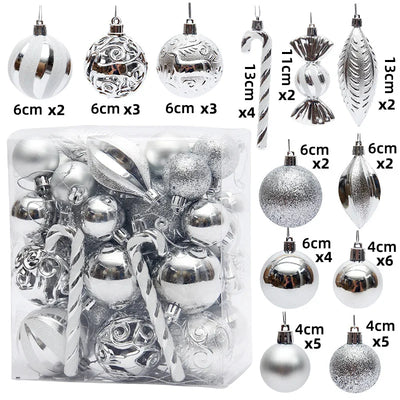 Christmas Ball Ornament Set – 29/36/40pcs Red, Gold & Silver Hanging Tree Decorations (2024 Edition)