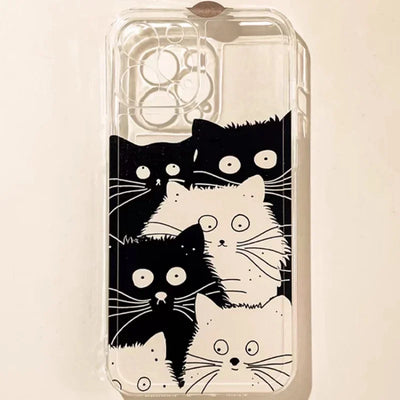 Doodle Angry Cat iPhone Case – Clear Soft Silicone Cover with Full Camera Protection