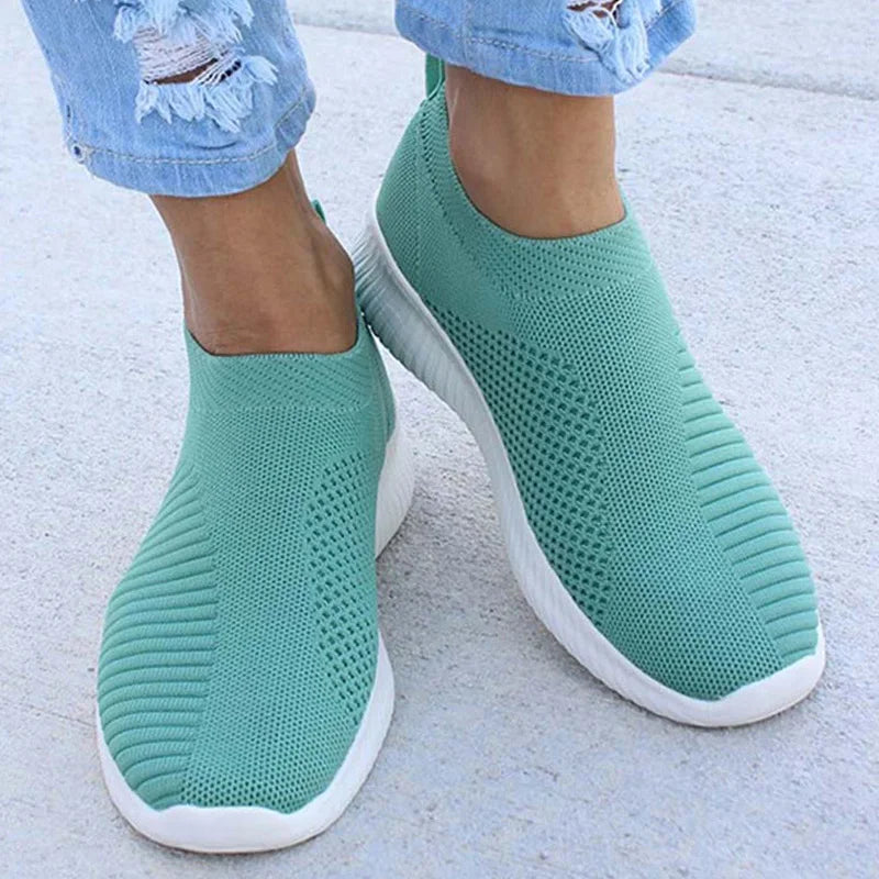 Women’s Slip-On Breathable Sneakers – Lightweight Casual Vulcanized Shoes