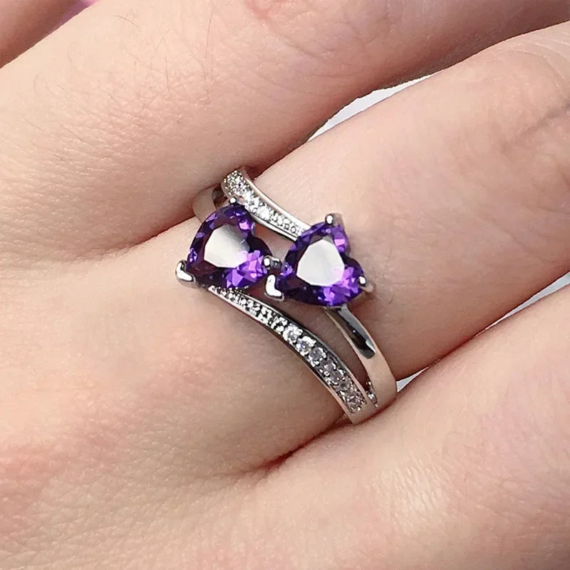 Purple Cubic Zirconia Cocktail Ring – High-End Square Crystal Women’s Fashion Jewelry (2025)