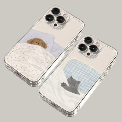 Doodle Angry Cat iPhone Case – Clear Soft Silicone Cover with Full Camera Protection