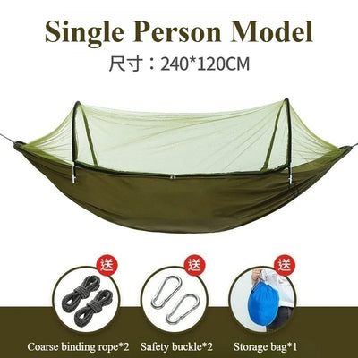 Camping Hammock with Mosquito Net 2025 – Outdoor Sleeping Hammock for Camping & Garden with Storage Bag