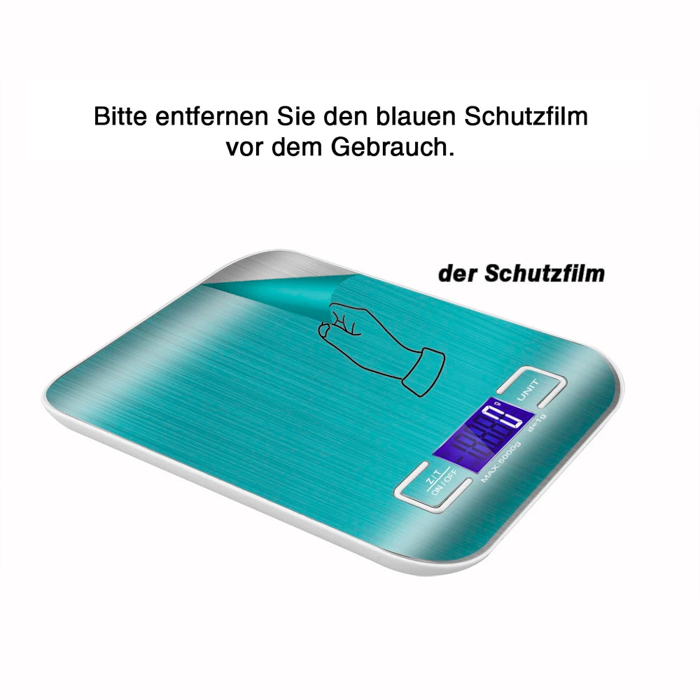 5kg/1g Stainless Steel Digital Kitchen Scale – Portable Coffee & Food Weighing Tool with LCD Backlight