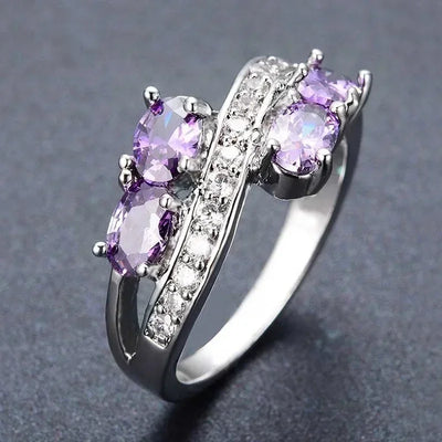 Purple Cubic Zirconia Cocktail Ring – High-End Square Crystal Women’s Fashion Jewelry (2025)