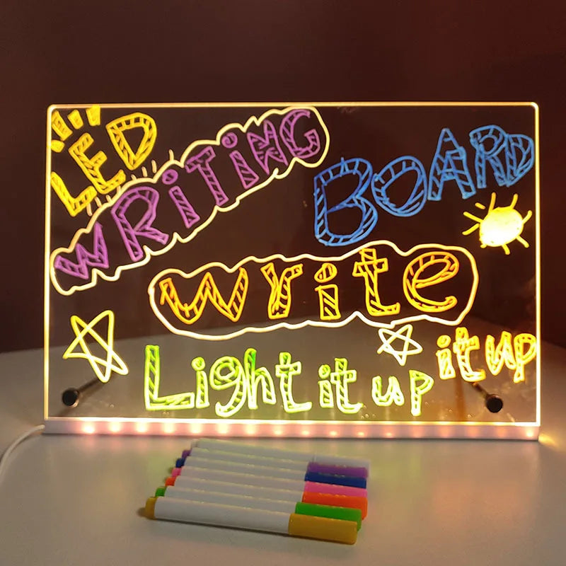 LED Note Board Night Light with 7 Color Pens – DIY Acrylic Message Board for Kids & Gifts