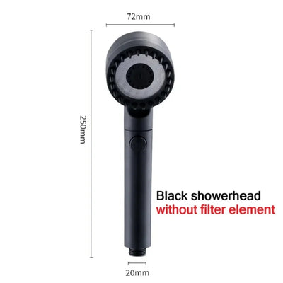 Turbo High-Pressure Shower Head with 3 Adjustable Spray Modes and Built-In Massage Brush