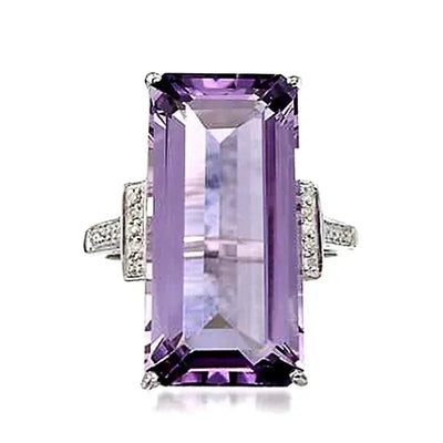 Purple Cubic Zirconia Cocktail Ring – High-End Square Crystal Women’s Fashion Jewelry (2025)