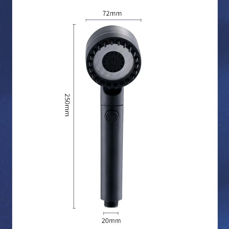 Turbo High-Pressure Shower Head with 3 Adjustable Spray Modes and Built-In Massage Brush