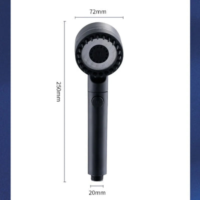 Turbo High-Pressure Shower Head with 3 Adjustable Spray Modes and Built-In Massage Brush