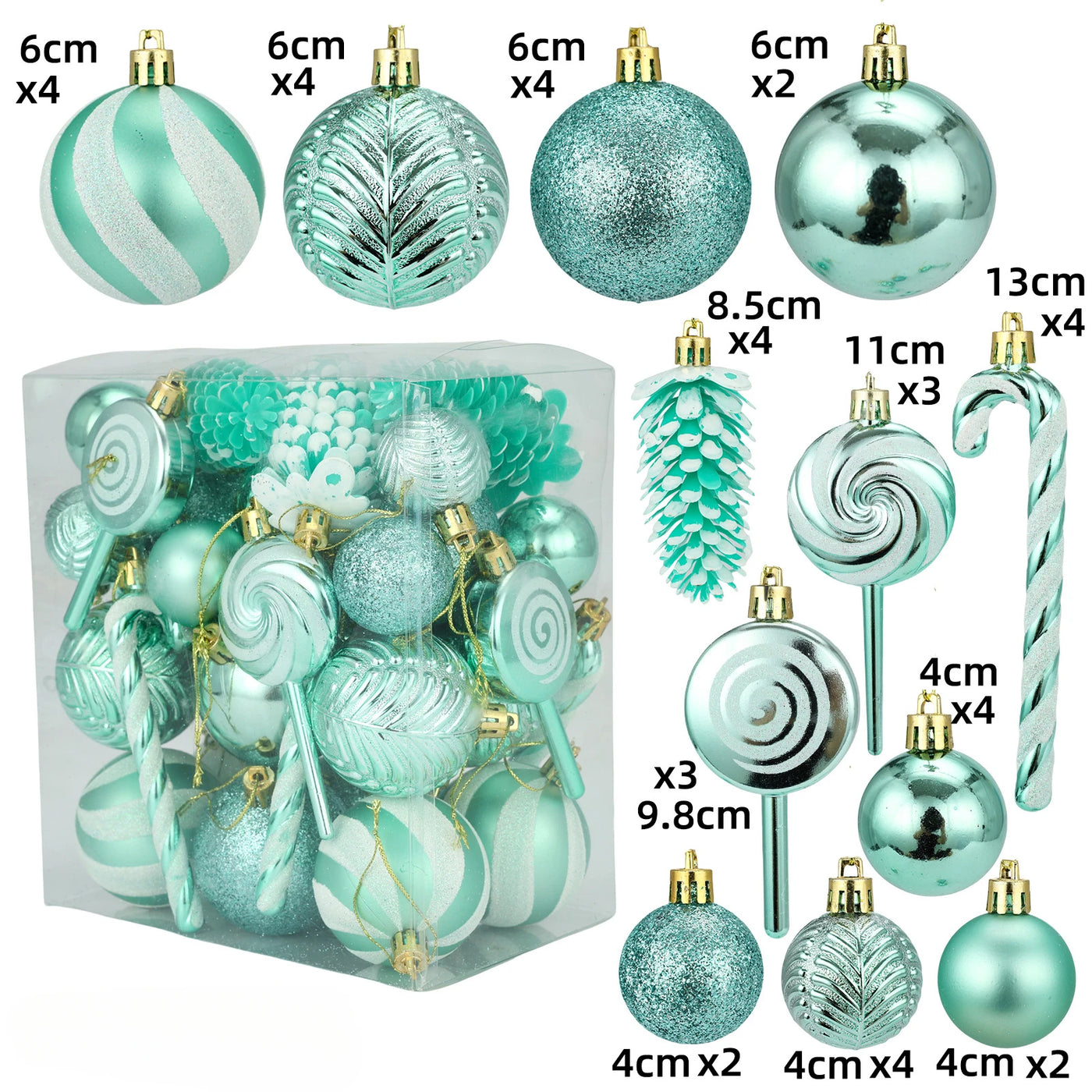 Christmas Ball Ornament Set – 29/36/40pcs Red, Gold & Silver Hanging Tree Decorations (2024 Edition)