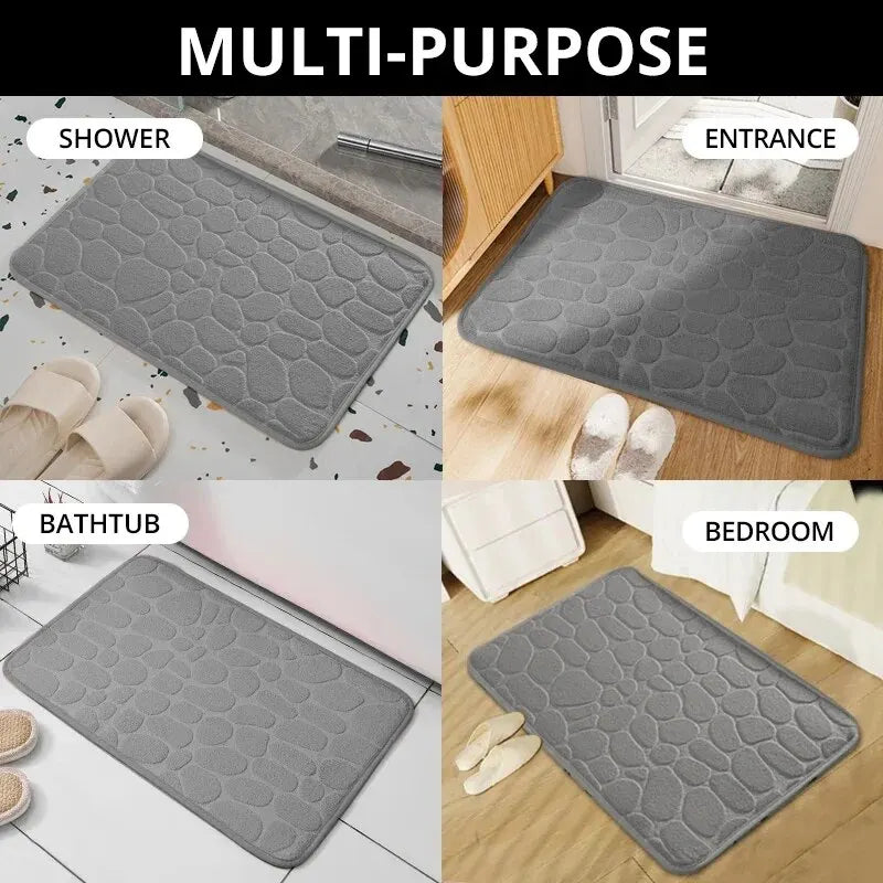 Embossed Fiber Non-Slip Floor Mat for Bathroom & Living Room