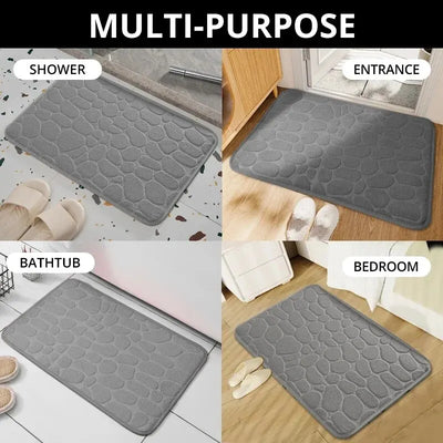Embossed Fiber Non-Slip Floor Mat for Bathroom & Living Room