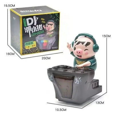 DJ Pig Electric Dancing Toy – Lights, Music & Swinging Disc Cartoon Pig for Kids
