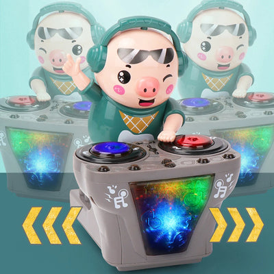 DJ Pig Electric Dancing Toy – Lights, Music & Swinging Disc Cartoon Pig for Kids