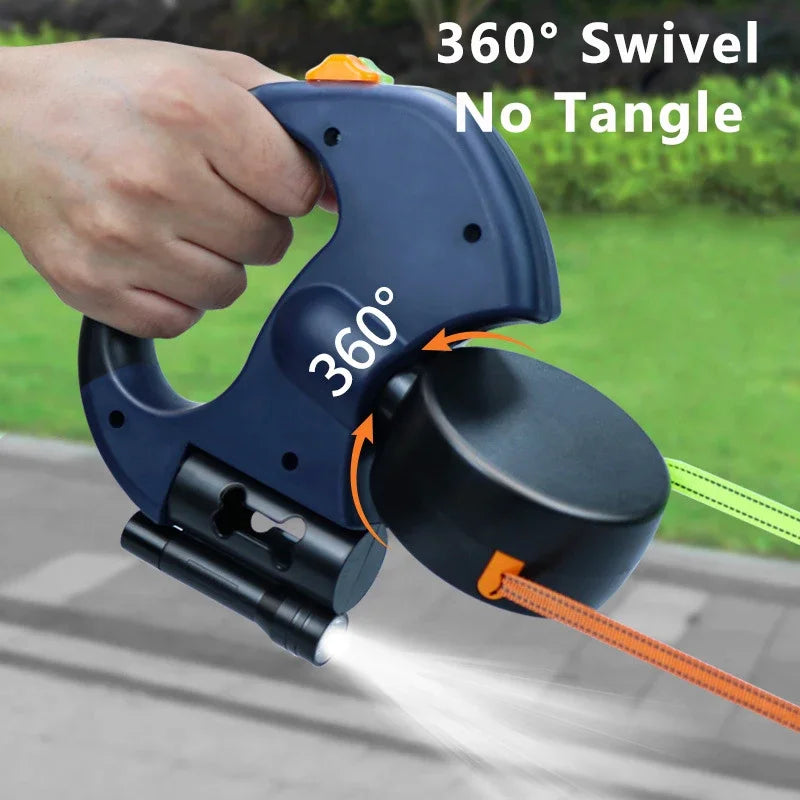 Premium 3M Retractable Double Dog Leash – Reflective, No-Tangle 360° Swivel Pet Lead with LED Light