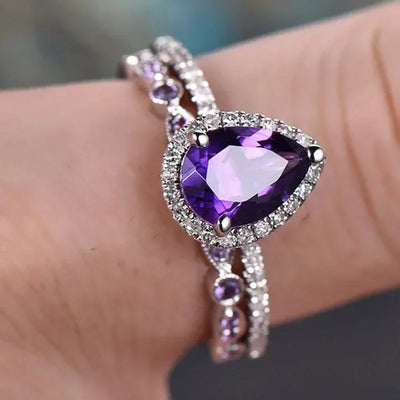 Purple Cubic Zirconia Cocktail Ring – High-End Square Crystal Women’s Fashion Jewelry (2025)