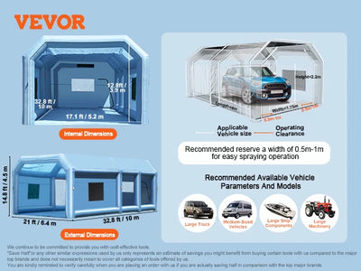 SucceBuy Inflatable Paint Booth – Portable Car Spray Booth with Dual Blowers & Advanced Air Filtration System