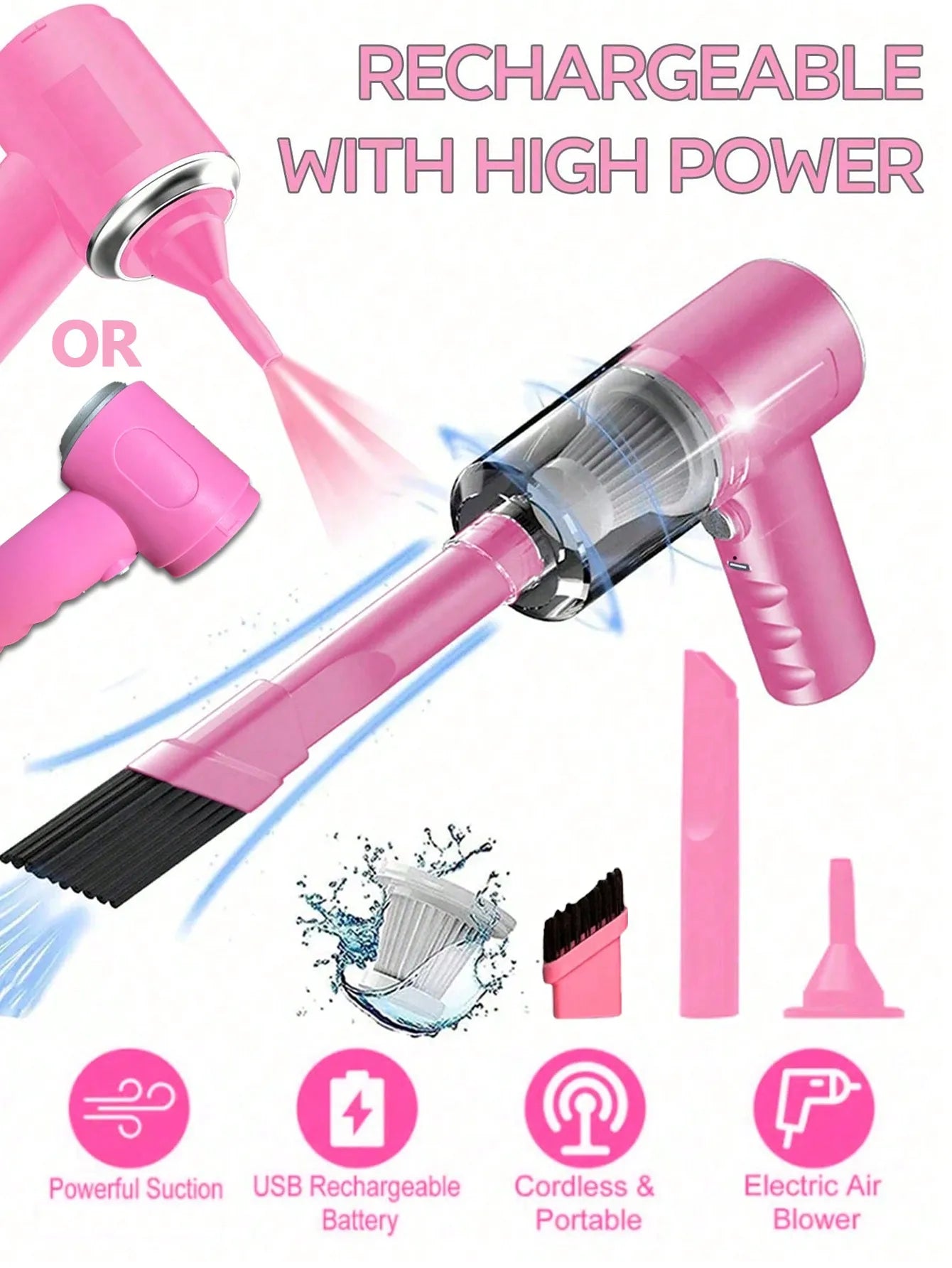 Mini 3-in-1 Vacuum Cleaner with Suction and Blower
