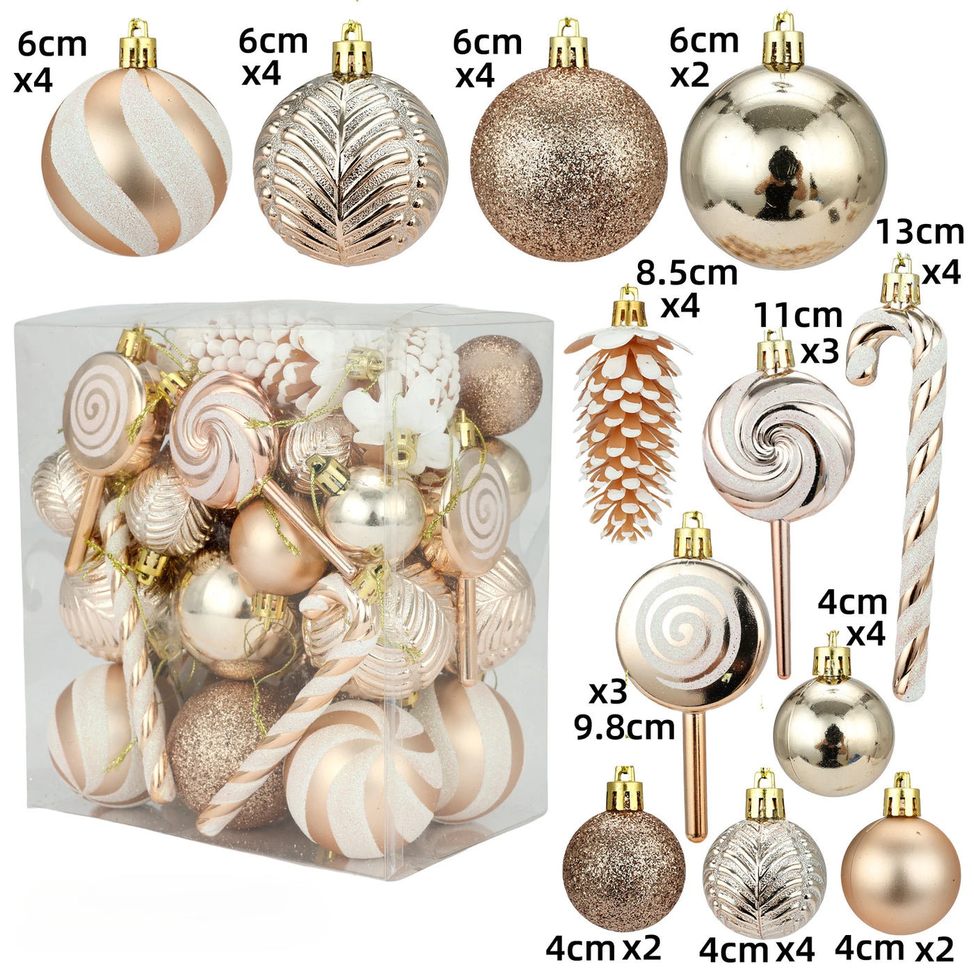 Christmas Ball Ornament Set – 29/36/40pcs Red, Gold & Silver Hanging Tree Decorations (2024 Edition)