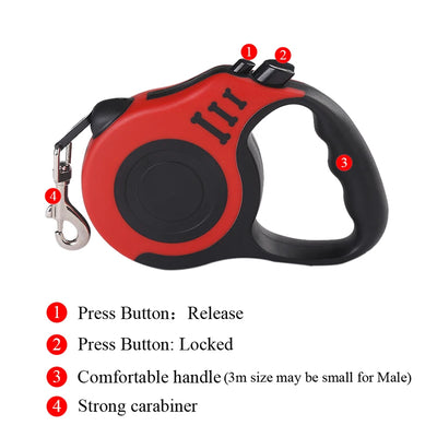 Automatic Retractable Dog Leash – 3m / 5m Durable Nylon Lead for Dogs & Cats