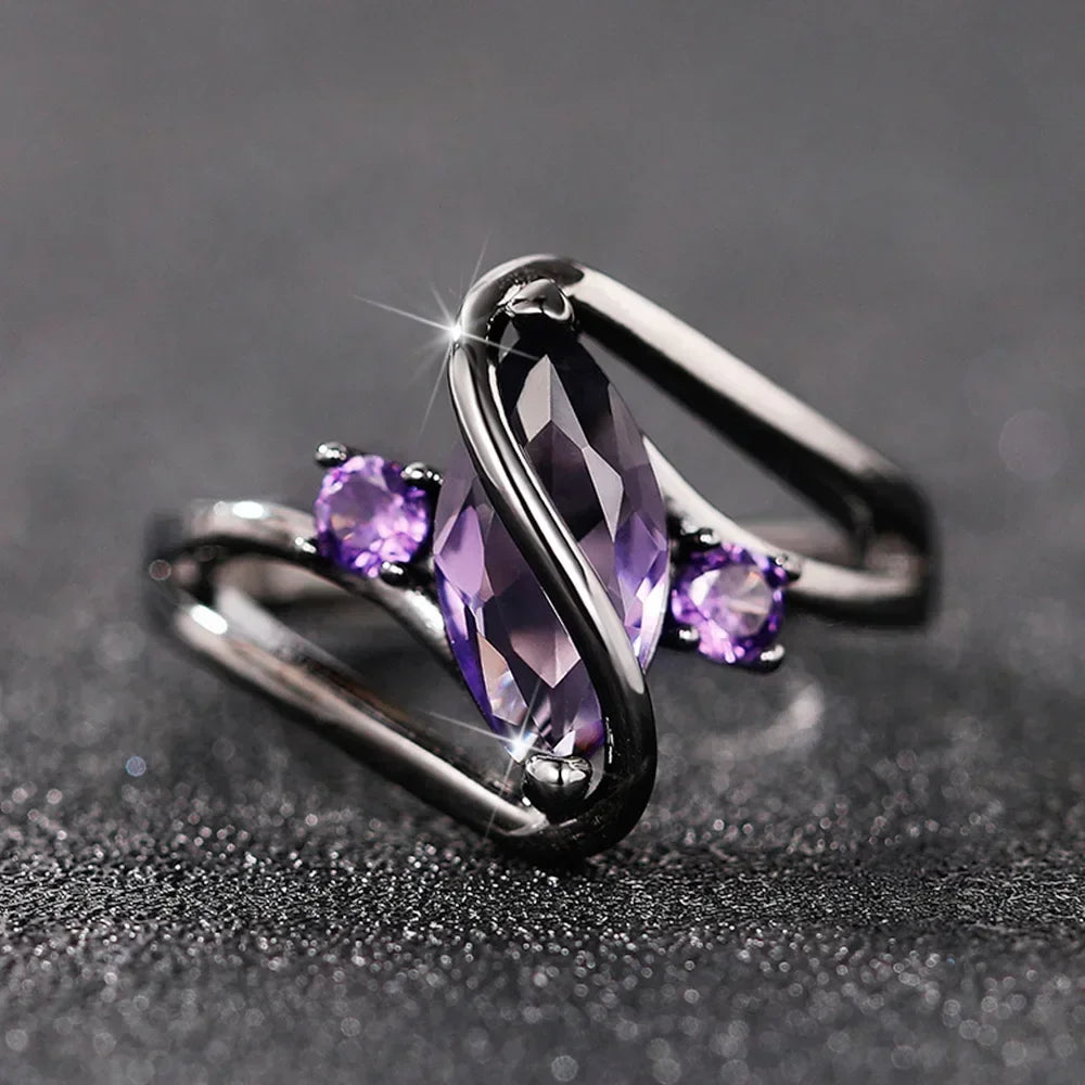 Purple Cubic Zirconia Cocktail Ring – High-End Square Crystal Women’s Fashion Jewelry (2025)