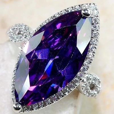 Purple Cubic Zirconia Cocktail Ring – High-End Square Crystal Women’s Fashion Jewelry (2025)