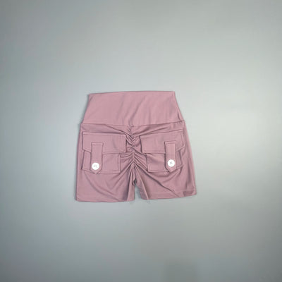 Women’s Peach Lift Fitness Shorts – High-Waist Air-Dry Yoga Cargo Pocket Training Pants