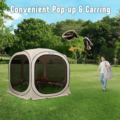 Pop Up Screen Tent Canopy – 12x12 FT Portable Outdoor Screen Room with Mosquito Net & Carry Bag