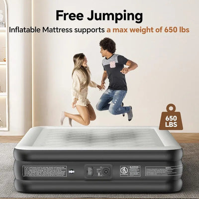 Twin Air Mattress with Built-In Pump – Luxury Inflatable Bed with 2-Minute Self Inflation & 650lb Capacity