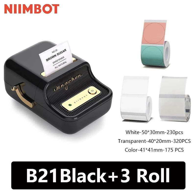 Niimbot B21 / B21S Mini Portable Thermal Label Printer – Bluetooth Wireless Sticker Printer for Home & Office