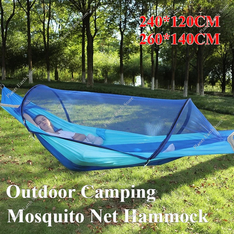 Camping Hammock with Mosquito Net 2025 – Outdoor Sleeping Hammock for Camping & Garden with Storage Bag