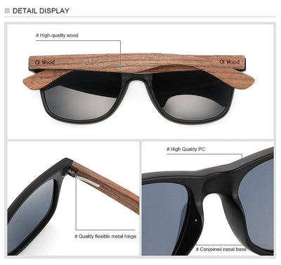Oi Wood Natural Wooden Sunglasses – Polarized UV400 Fashion Oval Frames for Men & Women