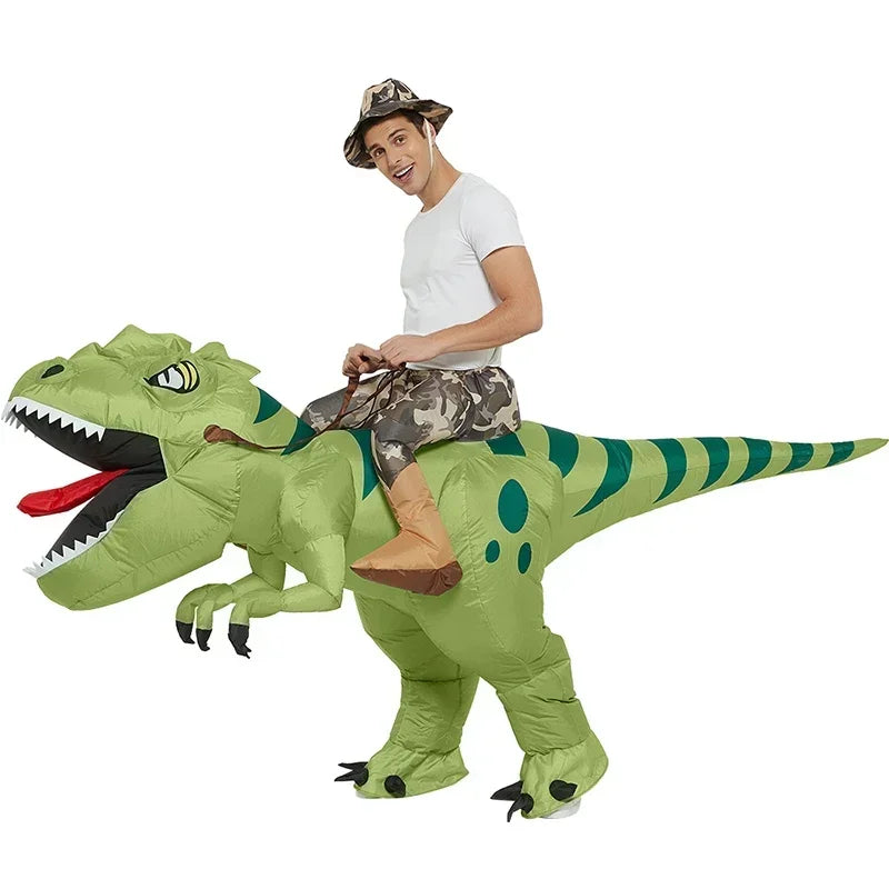Inflatable Riding Dinosaur Costume – Funny Green Dino Suit for Kids & Adults