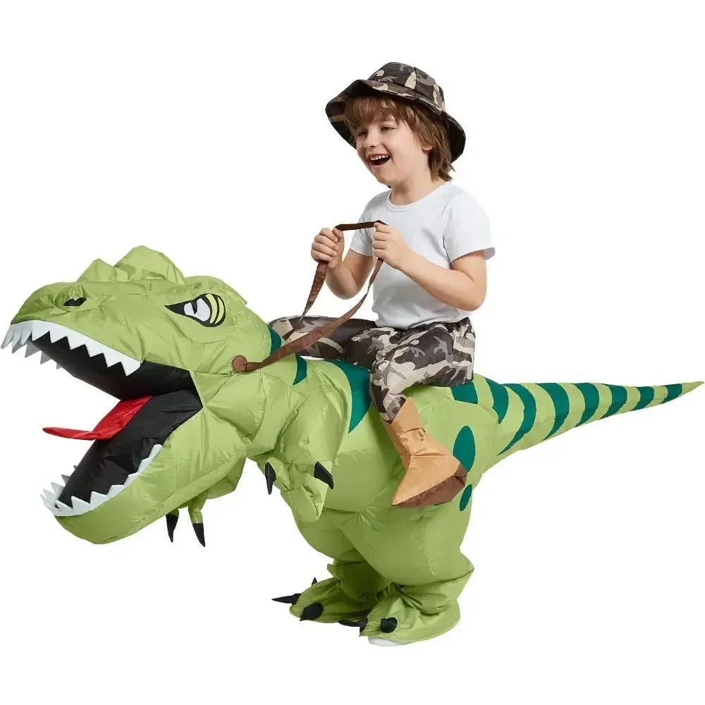 Inflatable Riding Dinosaur Costume – Funny Green Dino Suit for Kids & Adults