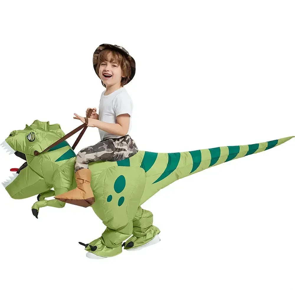 Inflatable Riding Dinosaur Costume – Funny Green Dino Suit for Kids & Adults