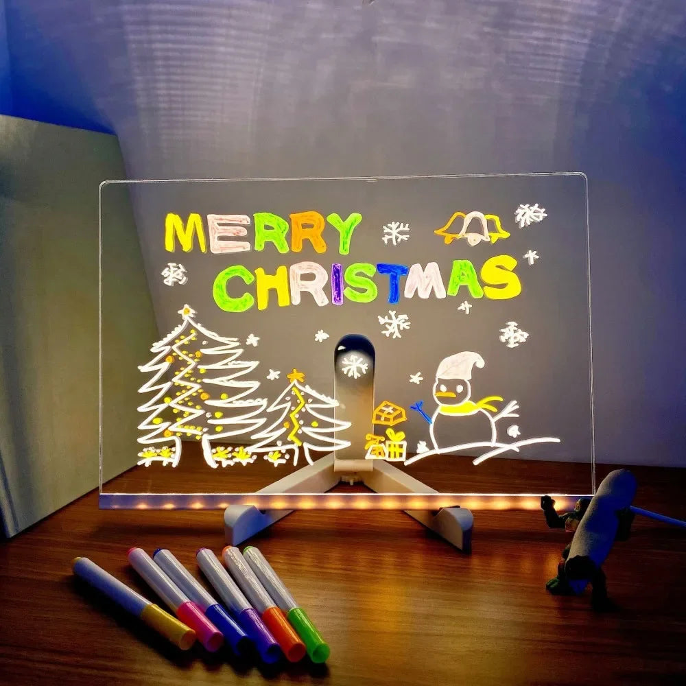 LED Note Board Night Light with 7 Color Pens – DIY Acrylic Message Board for Kids & Gifts