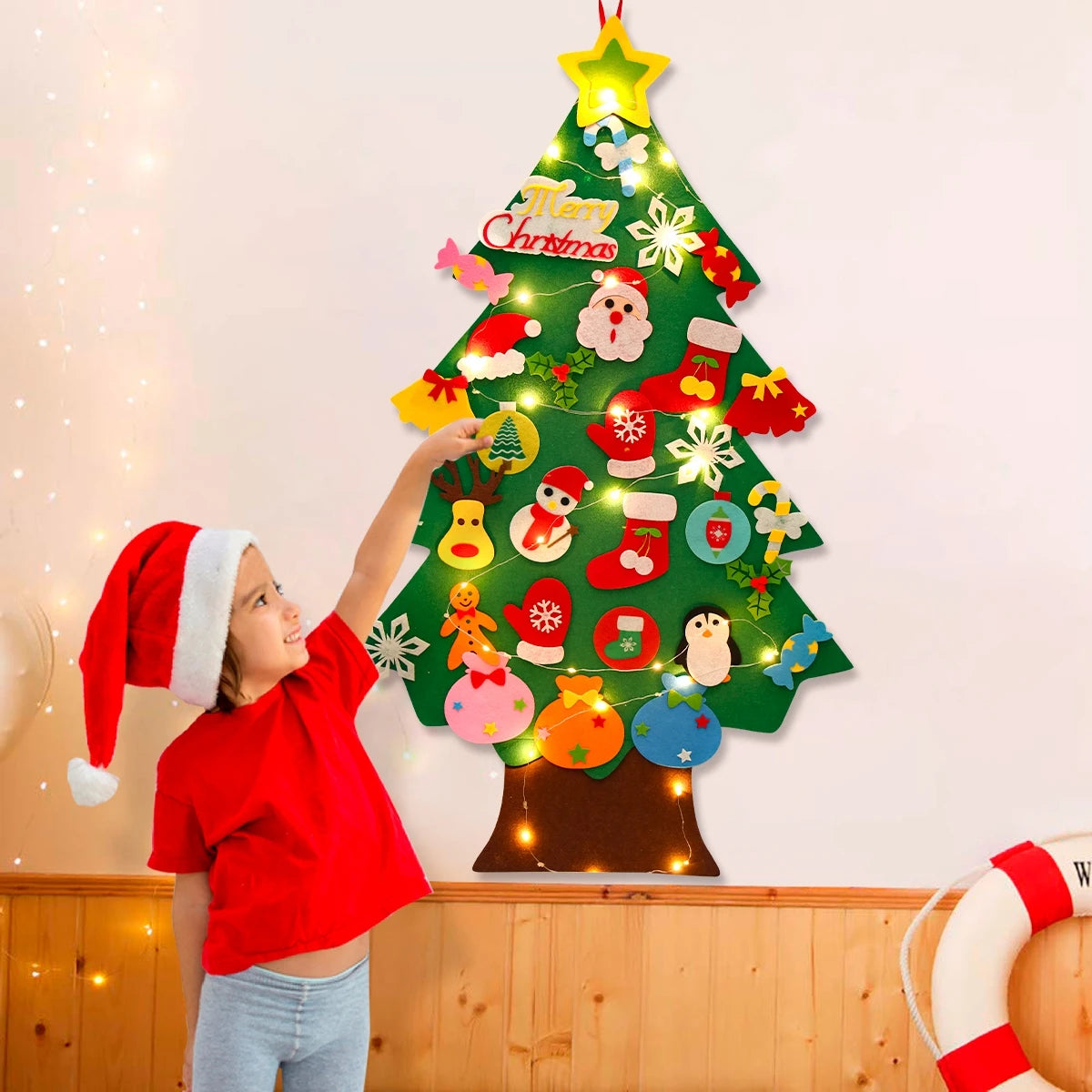 DIY Felt Christmas Tree for Kids – Home Decoration with Removable Ornaments (2025 Xmas)