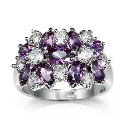 Purple Cubic Zirconia Cocktail Ring – High-End Square Crystal Women’s Fashion Jewelry (2025)