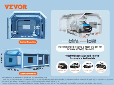SucceBuy Inflatable Paint Booth – Portable Car Spray Booth with Dual Blowers & Advanced Air Filtration System