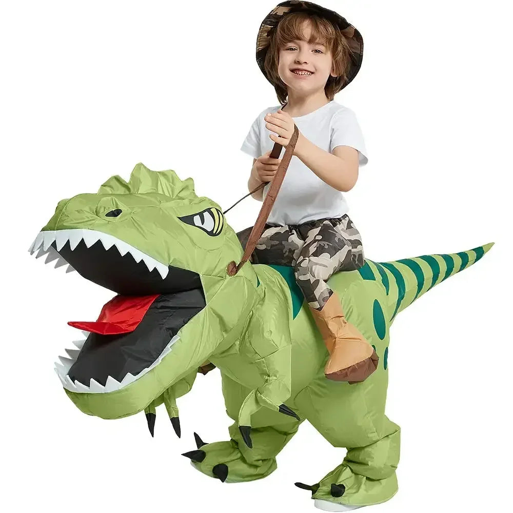 Inflatable Riding Dinosaur Costume – Funny Green Dino Suit for Kids & Adults