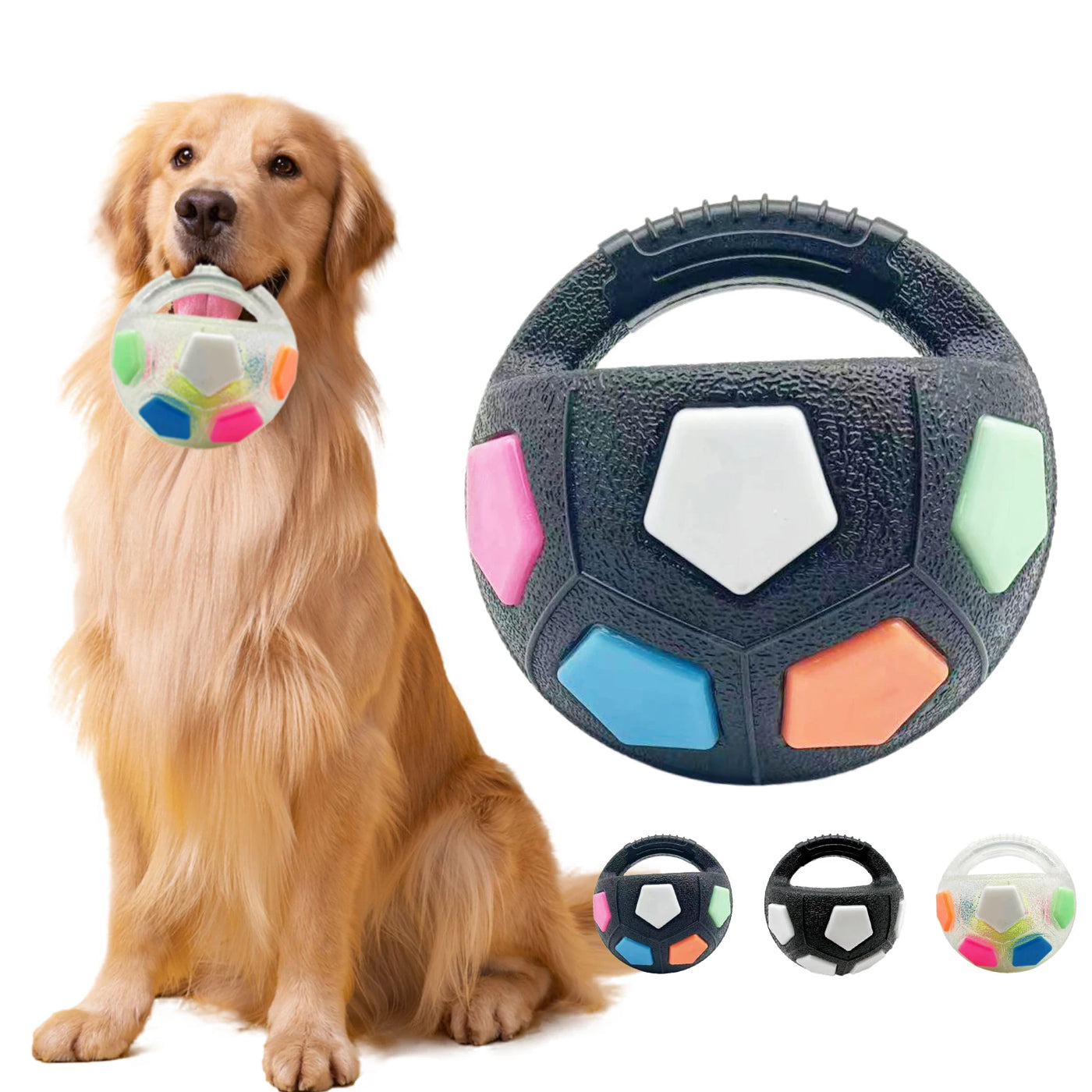 Football & Tennis Ball Dog Toy – Durable Rubber Squeaky Teething Ball for Outdoor Training