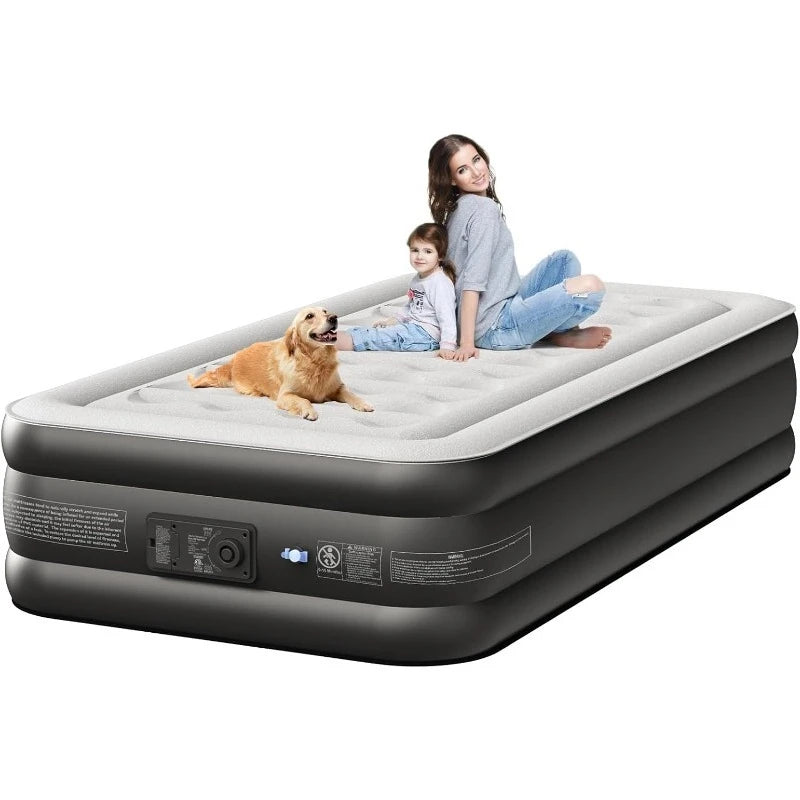 Twin Air Mattress with Built-In Pump – Luxury Inflatable Bed with 2-Minute Self Inflation & 650lb Capacity