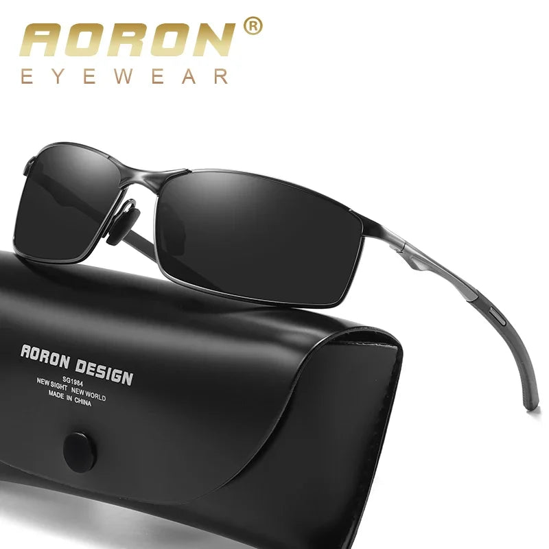 AORON Polarized Sunglasses – UV400 Anti-Glare Metal Frame Driving Shades for Men & Women