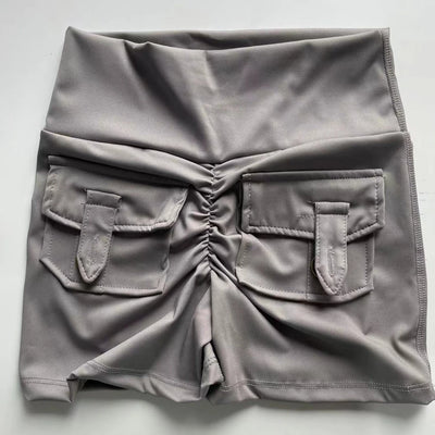 Women’s Peach Lift Fitness Shorts – High-Waist Air-Dry Yoga Cargo Pocket Training Pants