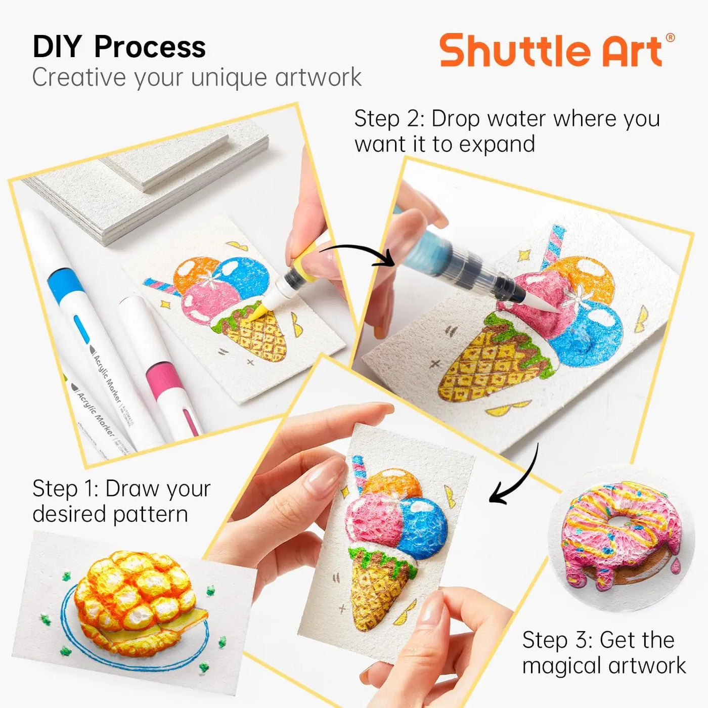 3D Magic Puffy Foam Texture Paper – DIY Kids Art Drawing Craft Sheets