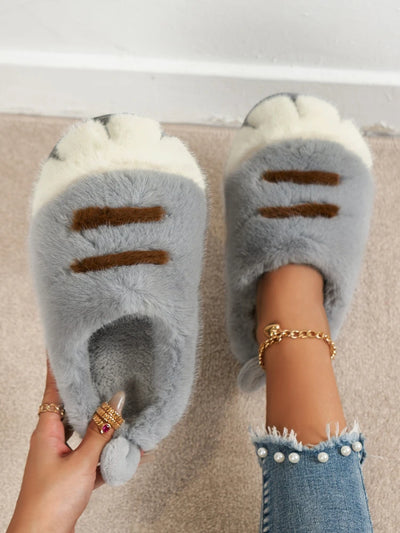 Women’s Fluffy Paw Slippers – Cute Faux Fur Winter Indoor Warm Shoes with Thick Soft Sole