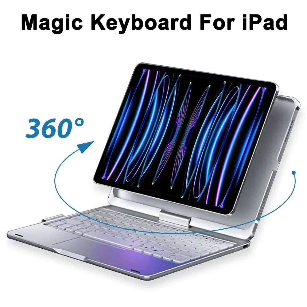 Magic Keyboard Case for iPad – Backlit Touchpad Keyboard Cover for iPad Air/Pro (Multiple Models, 7th–10th Gen, M2/M4 Compatible)