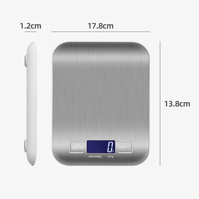 5kg/1g Stainless Steel Digital Kitchen Scale – Portable Coffee & Food Weighing Tool with LCD Backlight